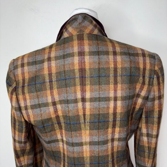 Vintage Evan Picone Tweed Double Breasted Blazer Size 4 Brown Plaid Wool Jacket - Picture 3 of 16
